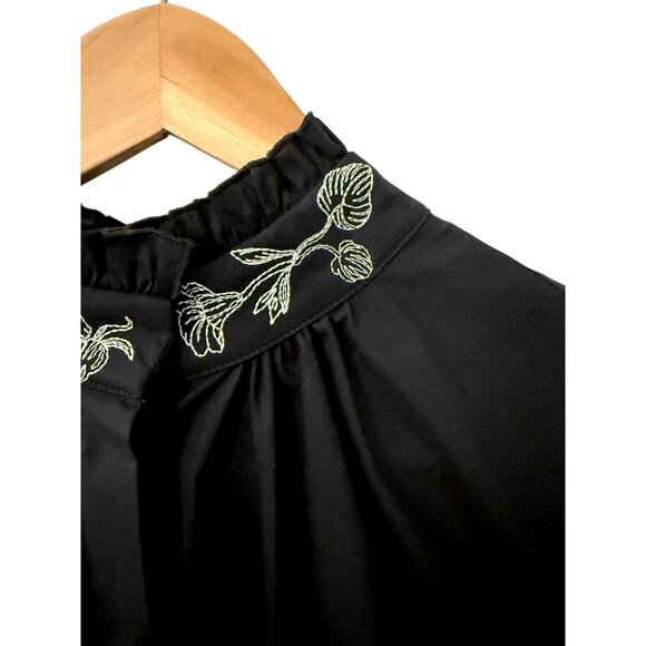 Vivetta Black Tunic Top Italy Sz 40 Oversized Romantic Embroidery Made in Italy - Picture 11 of 14